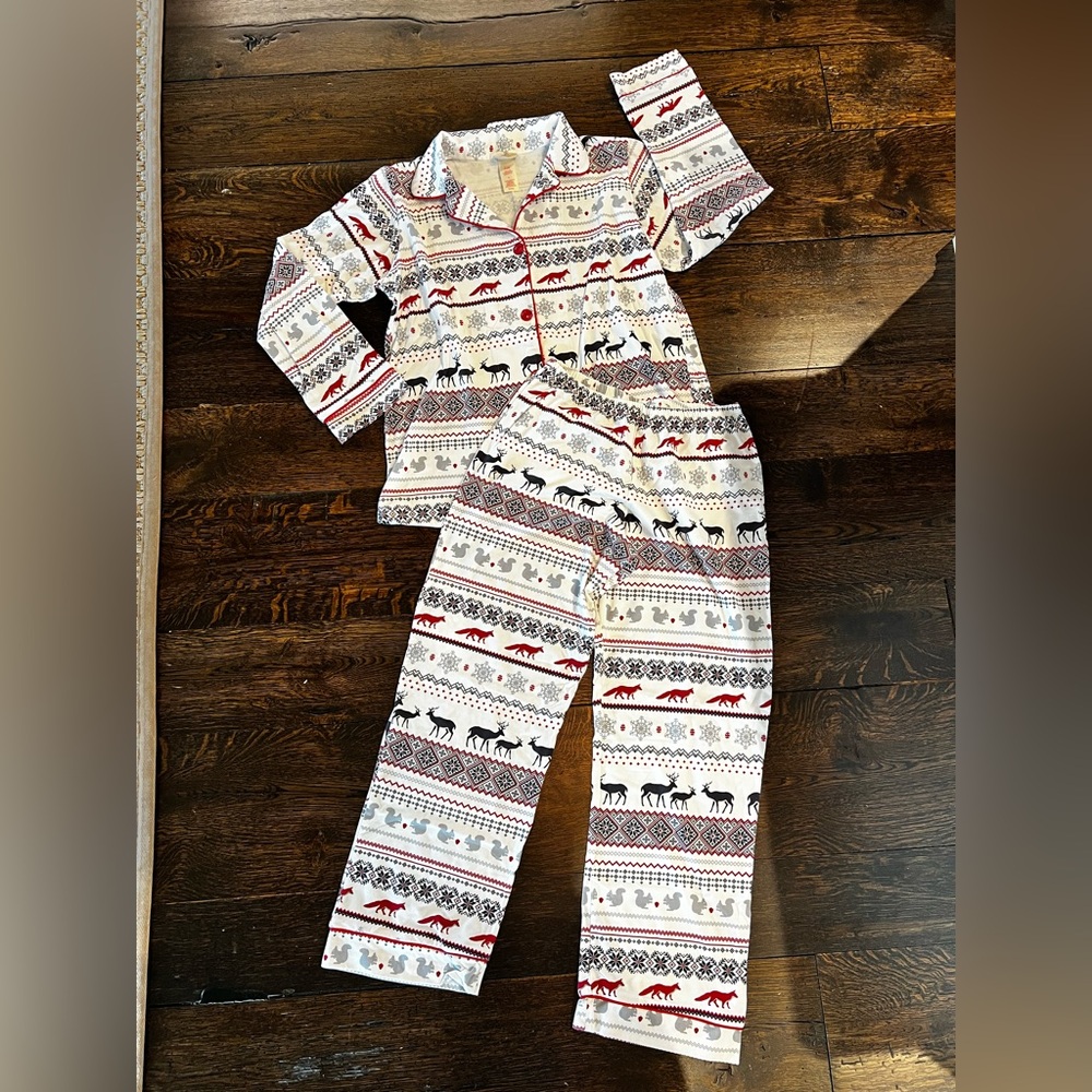 Bedhead Pajama Set, Women’s Large, Woodland Animals, Holiday Christmas Vibe